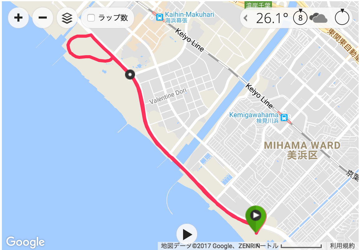 稲毛ヨットハーバー〜マリンスタジアム周回7.3kmコース
